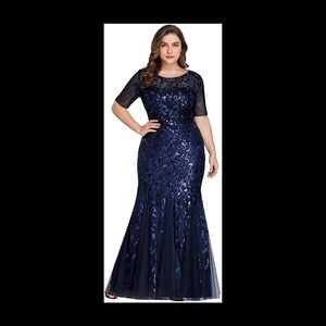 Plus Size Embroidery Evening Party Maxi Dress